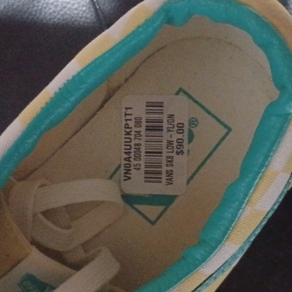 Vans size 10 sk8 low yellow/turquoise - Picture 3 of 3